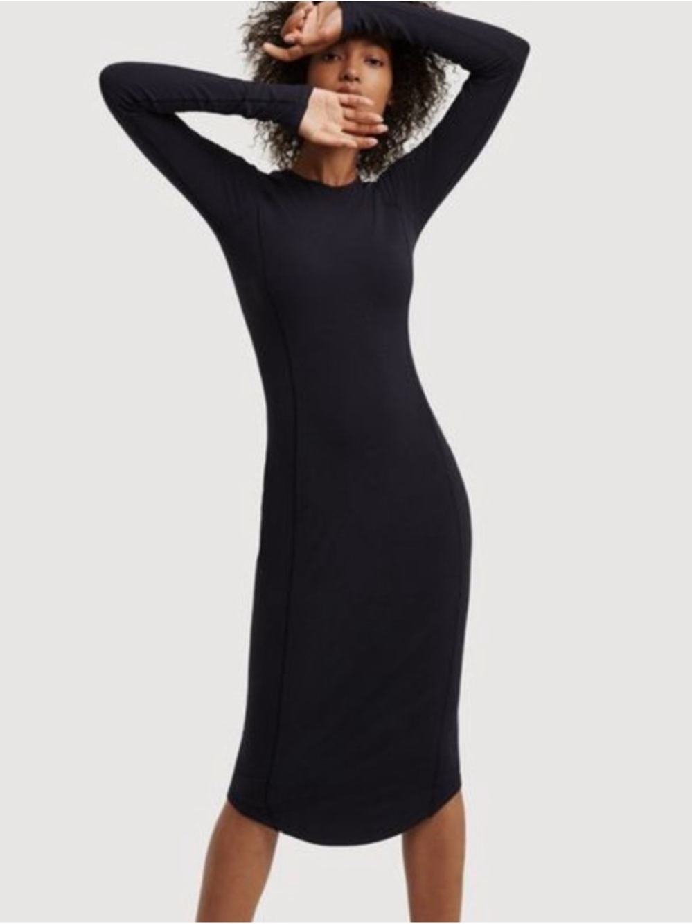 Kit & Ace Modal Cashmere Navy Blue Long‎ Sleeve At Long Last Dress Womens Size 4